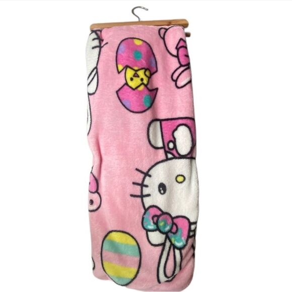 Hello Kitty Blanket - Pink Easter Blanket - Sanrio Bunny and Egg Blanket (Kids) - Picture 3 of 10